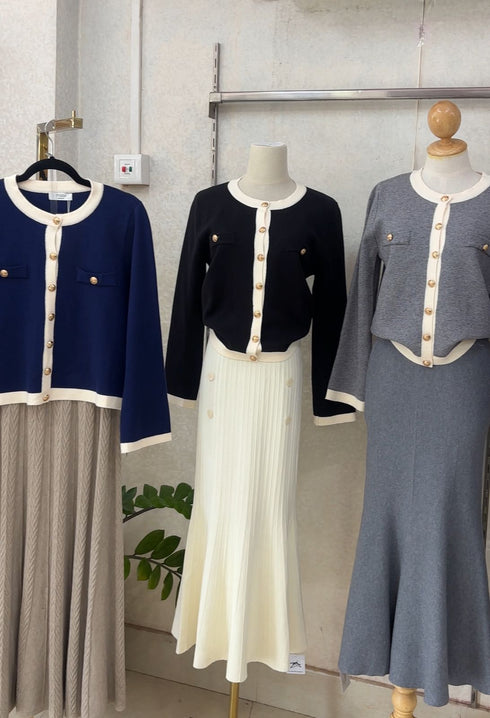 Color Contrast Knitted Cardigans